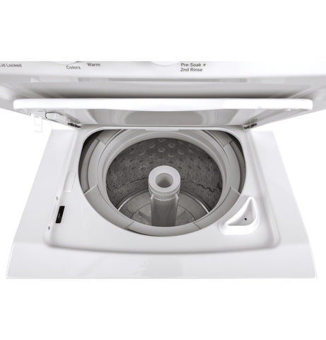Washer & Dryer Combo of model GUD24GSSMWW. Image # 5: GE Unitized Spacemaker® 2.3 cu. ft. Capacity Washer with Stainless Steel Basket and 4.4 cu. ft. Capacity Gas Dryer