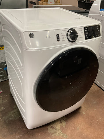 Dryer of model GFD55ESSNWW. Image # 1: GE® 7.8 cu. ft. Capacity Smart Front Load Electric Dryer with Sanitize Cycle