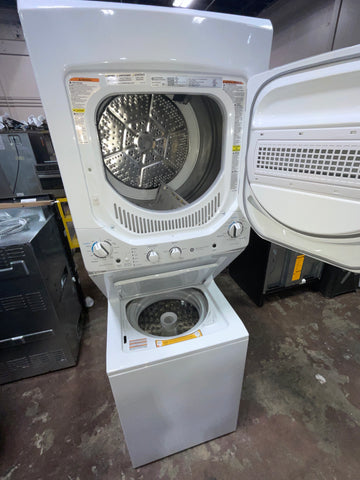 Washer & Dryer Combo of model GUD24GSSMWW. Image # 2: GE Unitized Spacemaker® 2.3 cu. ft. Capacity Washer with Stainless Steel Basket and 4.4 cu. ft. Capacity Gas Dryer