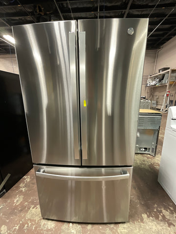 Refrigerator of model GNE27JYMFS. Image # 1: GE® ENERGY STAR® 27.0 Cu. Ft. Fingerprint Resistant French-Door Refrigerator