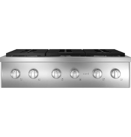 Cooktop of model CGU366P2TS1. Image # 5: GE Café™ 36" Commercial-Style Gas Rangetop with 6 Burners (Natural Gas)
