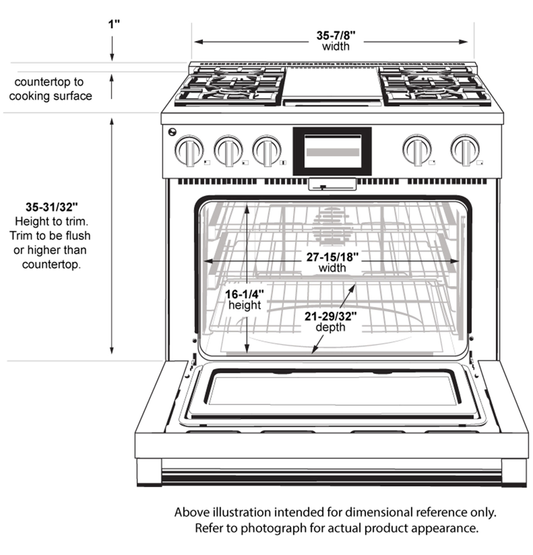 Monogram 36" Dual-Fuel Professional Range with 4 Burners and Griddle