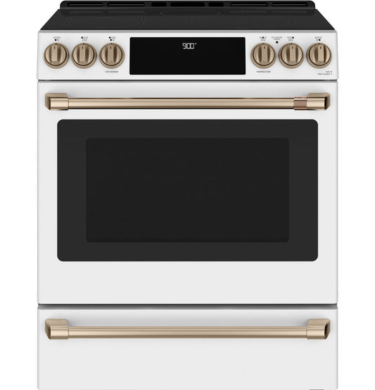 GE Café™ 30" Smart Slide-In, Front-Control, Induction and Convection Range with Warming Drawer