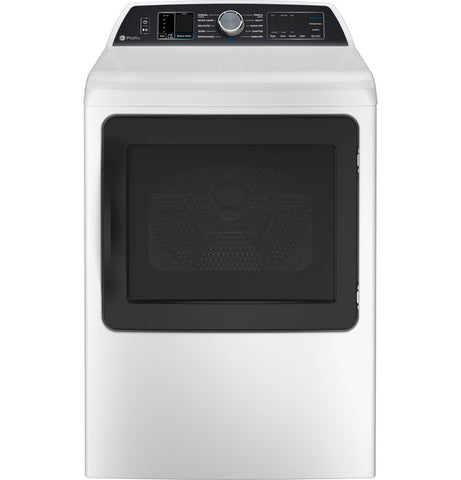 Dryer of model PTD70EBSTWS. Image # 7: GE Profile™ 7.4 cu. ft. Capacity Smart aluminized alloy drum Electric Dryer with Sanitize Cycle and Sensor Dry