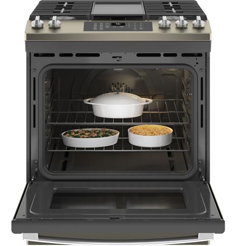 GE® 30" Slide-In Front-Control Convection Gas Range with No Preheat Air Fry