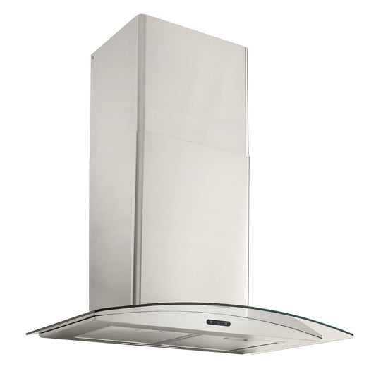 Broan 30-In. Convertible Wall Mount Curved Glass Chimney Range Hood with LED Light in Stainless Steel