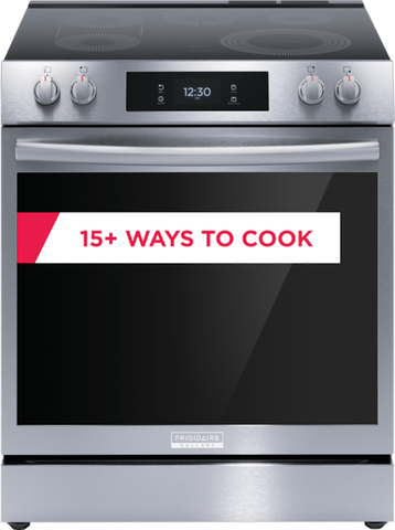 Range of model GCFE3060BF. Image # 7: Frigidaire Gallery 30" Front Control Electric Range with Total Convection