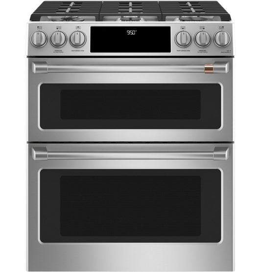 GE Café™ 30" Smart Slide-In, Front-Control, Dual-Fuel, Double-Oven Range with Convection