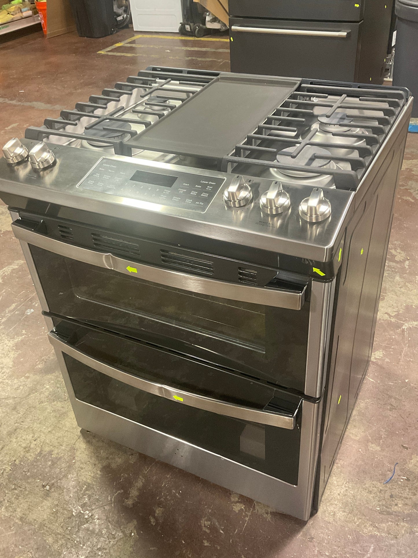 GE® 30" Slide-In Front Control Gas Double Oven Range