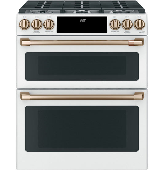 GE Café™ 30" Smart Slide-In, Front-Control, Dual-Fuel, Double-Oven Range with Convection