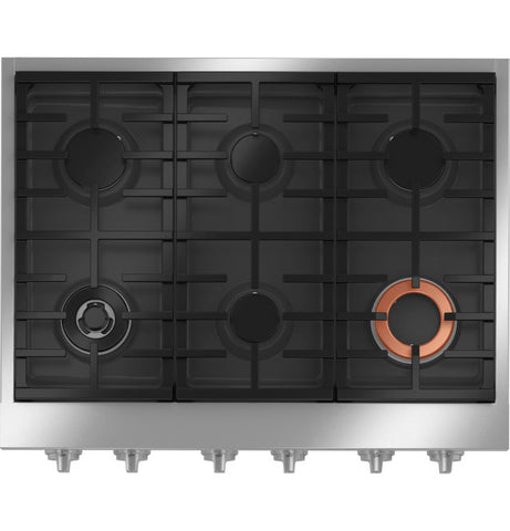 Cooktop of model CGU366P2TS1. Image # 4: GE Café™ 36" Commercial-Style Gas Rangetop with 6 Burners (Natural Gas)