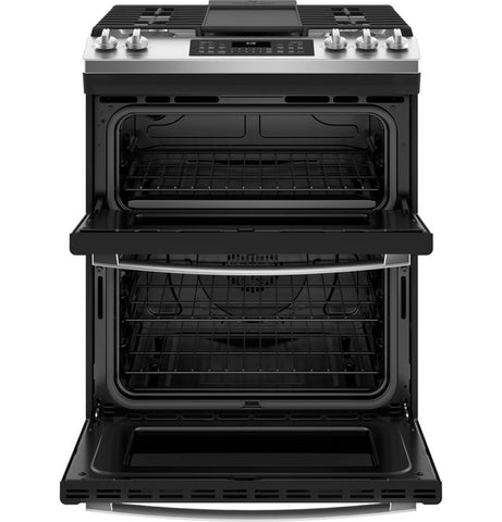 Range of model JGSS86SPSS. Image # 7: GE® 30" Slide-In Front Control Gas Double Oven Range