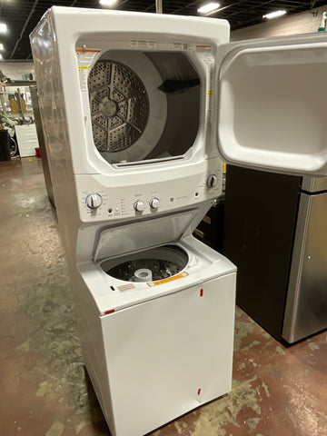 Dryer of model GUV27ESSMWW. Image # 2: GE Unitized Spacemaker® 3.8 cu. ft. Capacity Washer with Stainless Steel Basket and 5.9 cu. ft. Capacity Long Vent Electric Dryer