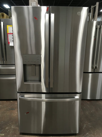 Refrigerator of model GFE26JYMFS. Image # 1: GE® ENERGY STAR® 25.7 Cu. Ft. Fingerprint Resistant French-Door Refrigerator
