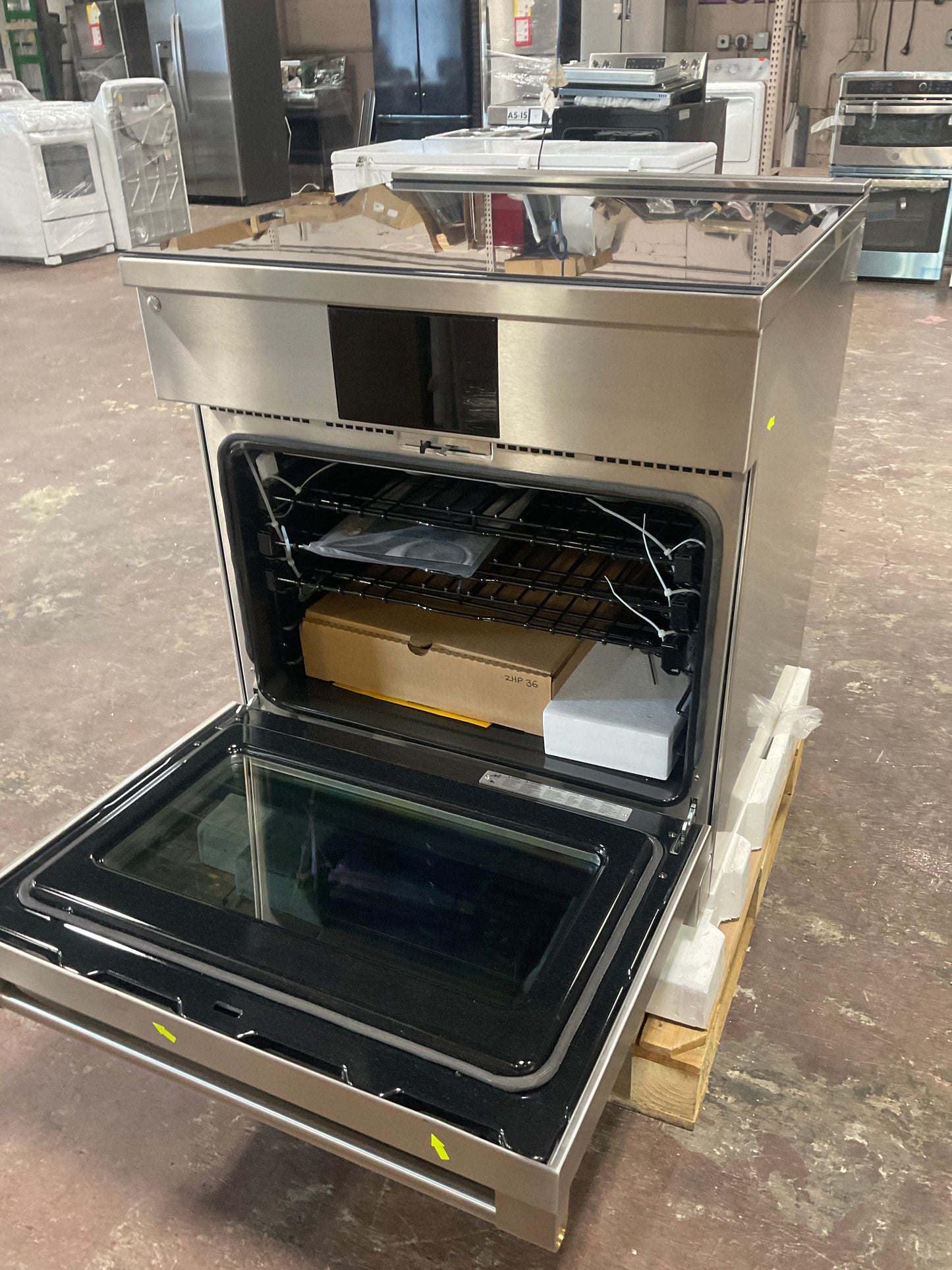 Front view, oven-door open