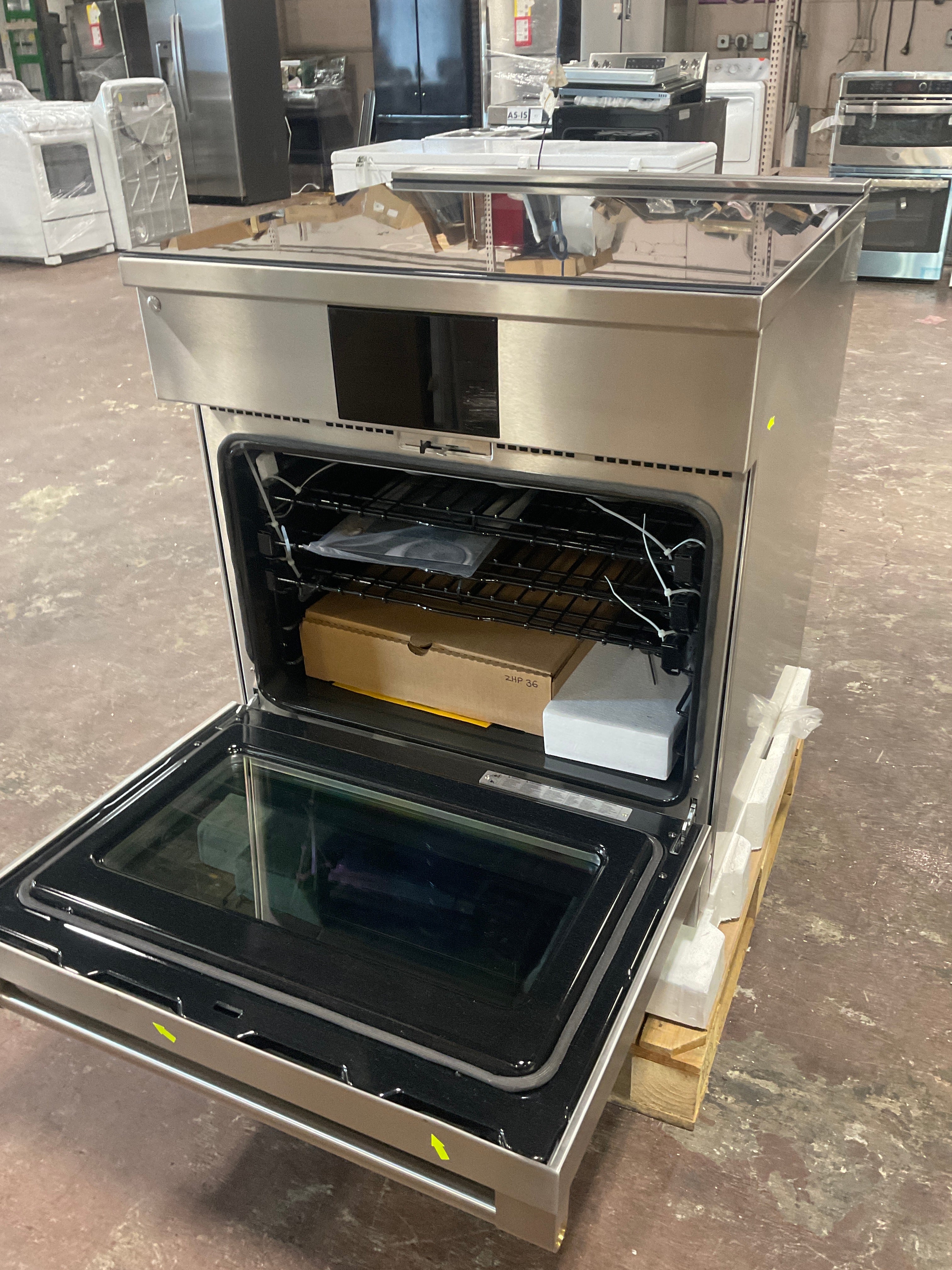 Front view, oven-door open