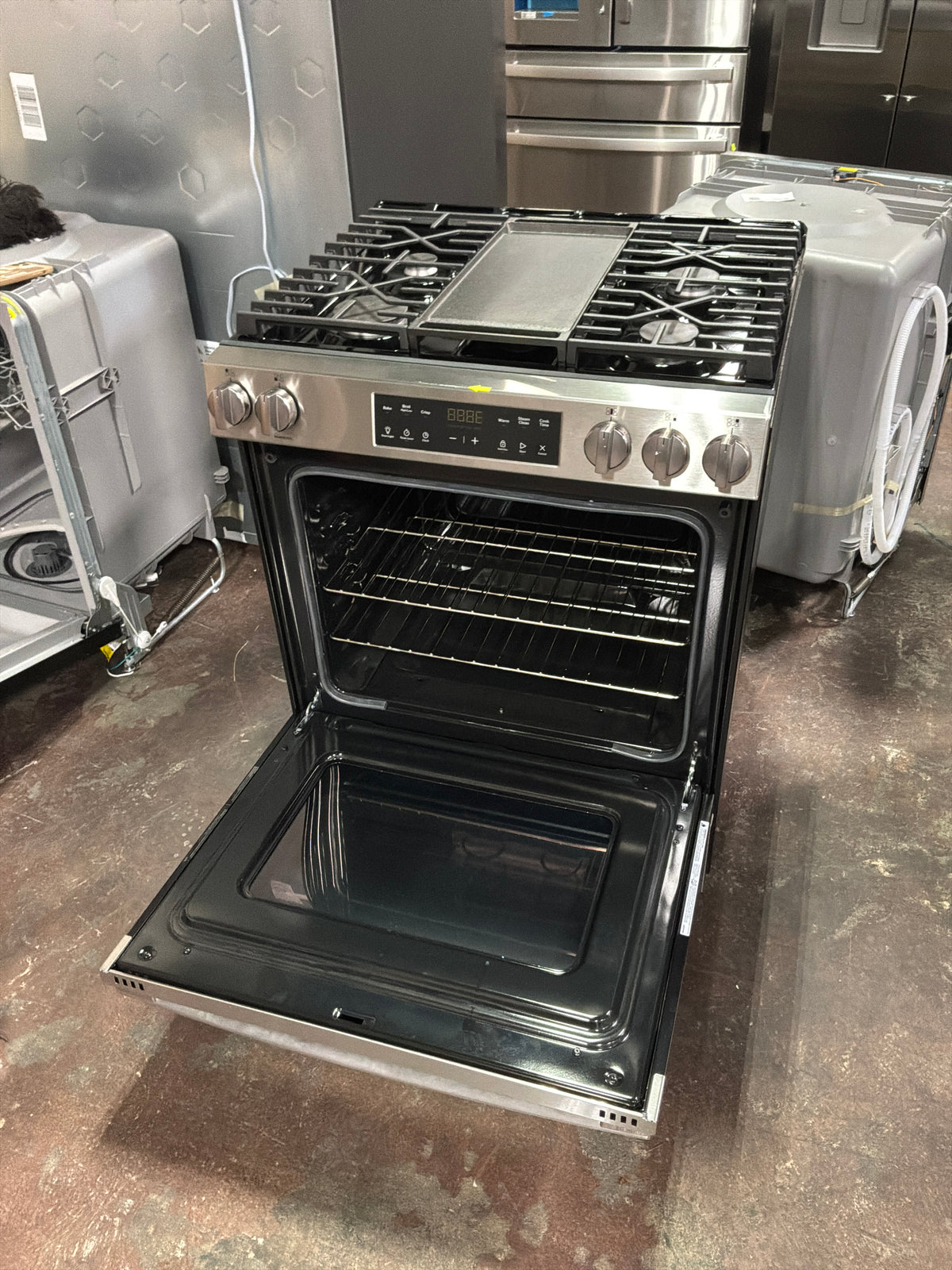 Front view, oven-door open