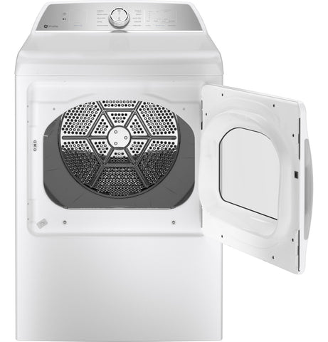 Dryer of model PTD60EBSRWS. Image # 6: GE Profile™ 7.4 cu. ft. Capacity aluminized alloy drum Electric Dryer with Sanitize Cycle and Sensor Dry