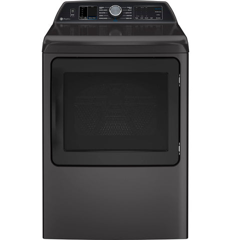 Dryer of model PTD70EBPTDG. Image # 1: GE Profile™ 7.4 cu. ft. Capacity Smart aluminized alloy drum Electric Dryer with Sanitize Cycle and Sensor Dry