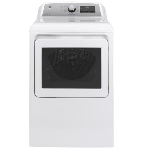 Dryer of model GTD84ECSNWS. Image # 1: GE® 7.4 cu. ft. Capacity Smart aluminized alloy drum Electric Dryer with Sanitize Cycle and Sensor Dry