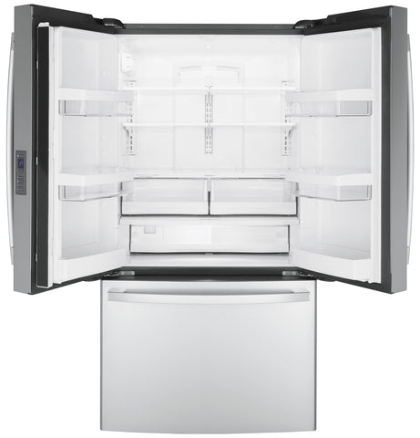 Refrigerator of model GWE23GYNFS. Image # 6: GE® ENERGY STAR® 23.1 Cu. Ft. Counter-Depth Fingerprint Resistant French-Door Refrigerator