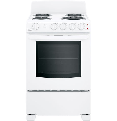 Range of model RAS240DMWW. Image # 7: GE Hotpoint® 24" Electric Free-Standing Front-Control Range