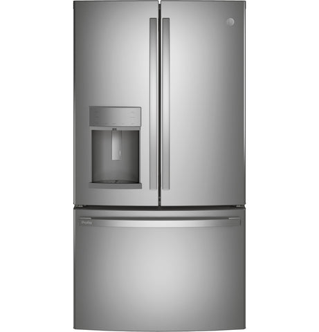 Refrigerator of model PYE22KYNFS. Image # 8: GE Profile™ Series ENERGY STAR® 22.1 Cu. Ft. Counter-Depth Fingerprint Resistant French-Door Refrigerator with Hands-Free AutoFill