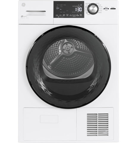 Dryer of model GFT14ESSMWW. Image # 1: GE® 24" 4.1 Cu.Ft. Front Load Ventless Condenser Electric Dryer with Stainless Steel Basket