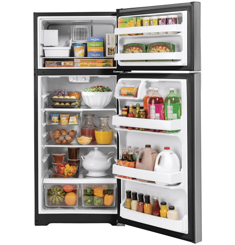 Refrigerator of model GIE18GSNRSS. Image # 3: GE® ENERGY STAR® 17.5 Cu. Ft. Top-Freezer Refrigerator