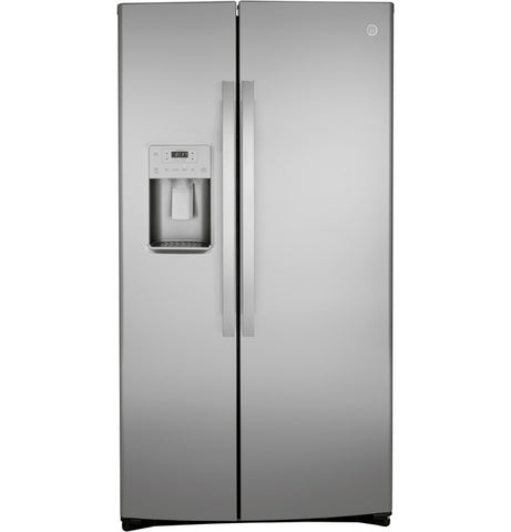 Refrigerator of model GZS22IYNFS. Image # 1: GE® 21.8 Cu. Ft. Counter-Depth Fingerprint Resistant Side-By-Side Refrigerator