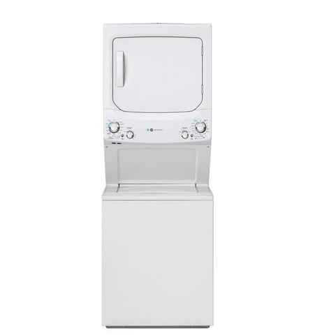 Washer & Dryer Combo of model GUD27EESNWW. Image # 1: GE Unitized Spacemaker® ENERGY STAR® 3.9 cu. ft. Capacity Washer with Stainless Steel Basket and 5.9 cu. ft. Capacity Electric Dryer