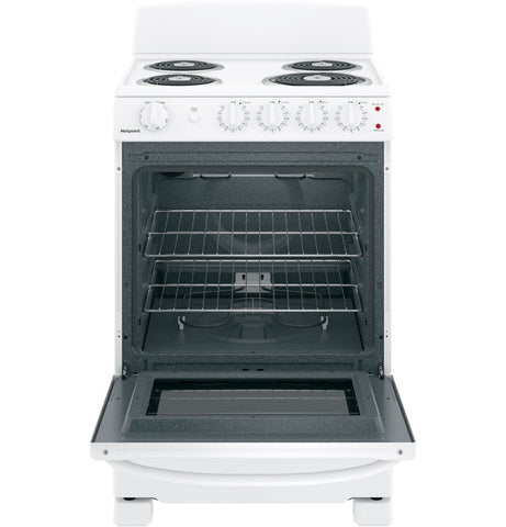 Range of model RAS240DMWW. Image # 6: GE Hotpoint® 24" Electric Free-Standing Front-Control Range