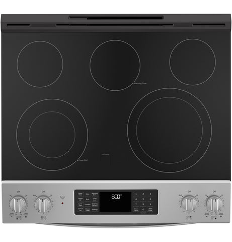 Range of model JSS86SPSS. Image # 3: GE® 30" Slide-In Electric Convection Double Oven Range