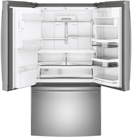 Refrigerator of model PYE22KYNFS. Image # 7: GE Profile™ Series ENERGY STAR® 22.1 Cu. Ft. Counter-Depth Fingerprint Resistant French-Door Refrigerator with Hands-Free AutoFill