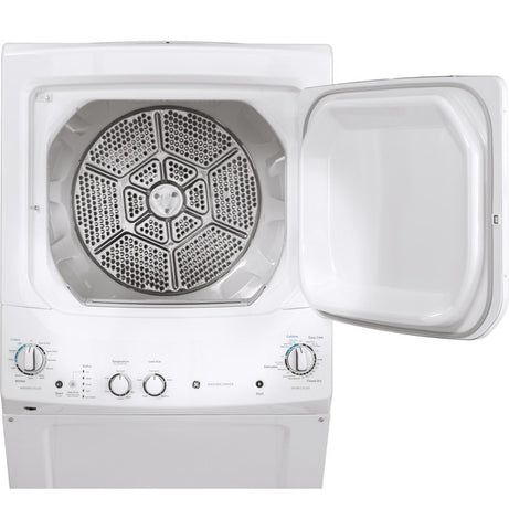 Dryer of model GUV27ESSMWW. Image # 6: GE Unitized Spacemaker® 3.8 cu. ft. Capacity Washer with Stainless Steel Basket and 5.9 cu. ft. Capacity Long Vent Electric Dryer