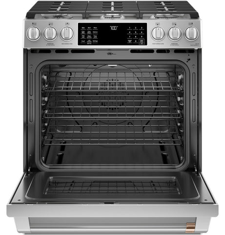 Range of model CGS700P2MS1. Image # 6: GE Café™ 30" Smart Slide-In, Front-Control, Gas Range with Convection Oven