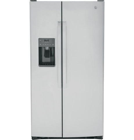 Refrigerator of model GSE25GYPFS. Image # 1: GE® ENERGY STAR® 25.3 Cu. Ft. Side-By-Side Refrigerator