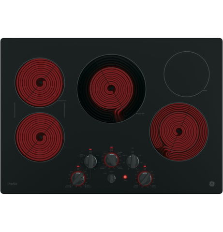 Cooktop of model PP7030DJBB. Image # 3: GE Profile™ Series 30" Built-In Knob Control Electric Cooktop