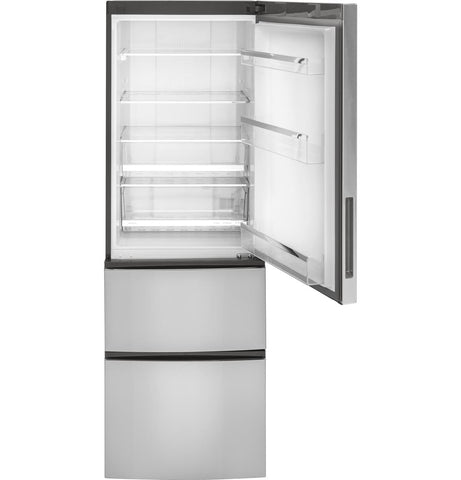 Refrigerator of model GLE12HSLSS. Image # 2: GE® 11.9 Cu. Ft. Bottom-Freezer Refrigerator