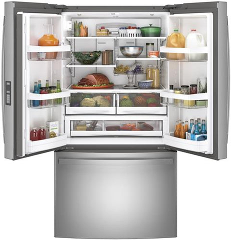 Refrigerator of model GNE29GYNFS. Image # 2: GE® ENERGY STAR® 28.7 Cu. Ft. Fingerprint Resistant French-Door Refrigerator