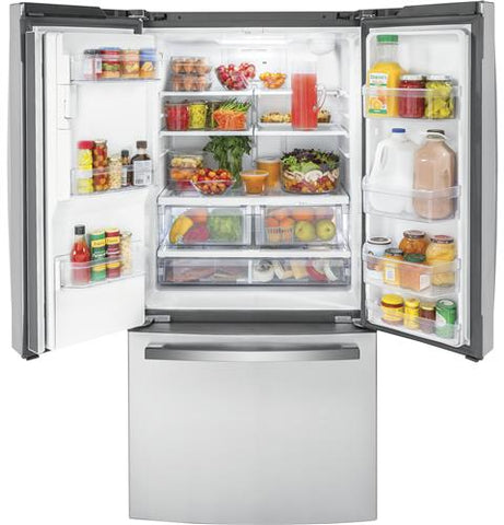 Refrigerator of model GYE18JYLFS. Image # 2: GE® ENERGY STAR® 17.5 Cu. Ft. Counter-Depth French-Door Refrigerator