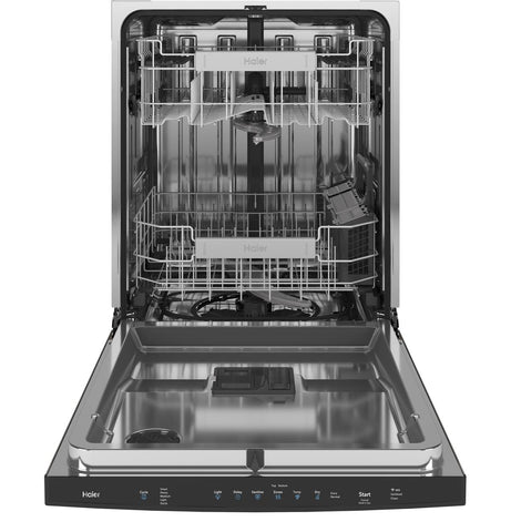 Dishwasher of model QDP555SBNTS. Image # 2: Haier Smart Top Control with Stainless Steel Interior Dishwasher with Sanitize Cycle