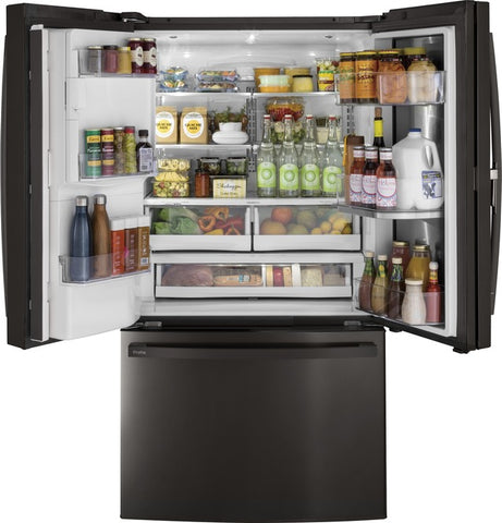 Refrigerator of model PYD22KBLTS. Image # 2: GE Profile™ Series 22.1 Cu. Ft. Counter-Depth French-Door Refrigerator with Door In Door and Hands-Free AutoFill