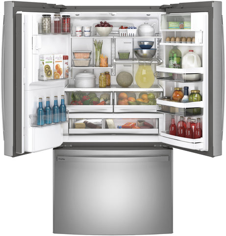 Refrigerator of model PYE22KYNFS. Image # 6: GE Profile™ Series ENERGY STAR® 22.1 Cu. Ft. Counter-Depth Fingerprint Resistant French-Door Refrigerator with Hands-Free AutoFill
