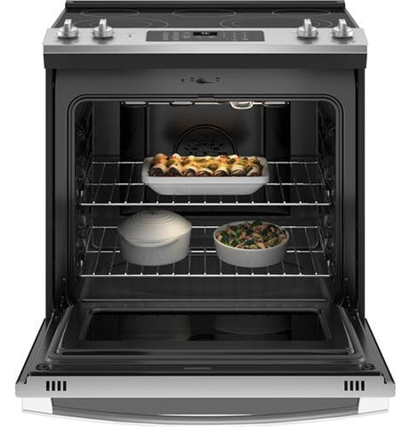 Range of model JS760SPSS. Image # 5: GE® 30" Slide-In Electric Convection Range with No Preheat Air Fry
