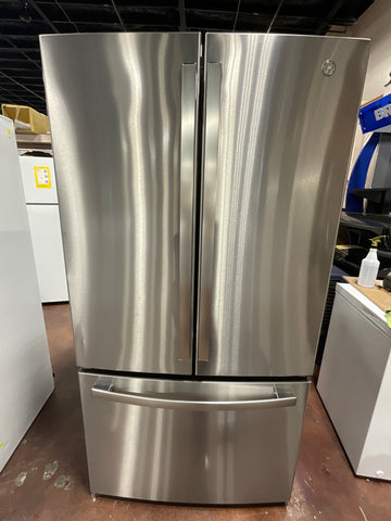 Refrigerator of model GNE27JYMFS. Image # 1: GE® ENERGY STAR® 27.0 Cu. Ft. Fingerprint Resistant French-Door Refrigerator