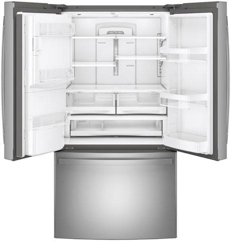 Refrigerator of model GFE28GYNFS. Image # 2: GE® ENERGY STAR® 27.7 Cu. Ft. Fingerprint Resistant French-Door Refrigerator