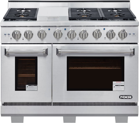 Range of model AK4807. Image # 1: NXR-NXR 48" Professional Range with Six Burners, Griddle, Convection Oven, Natural Gas