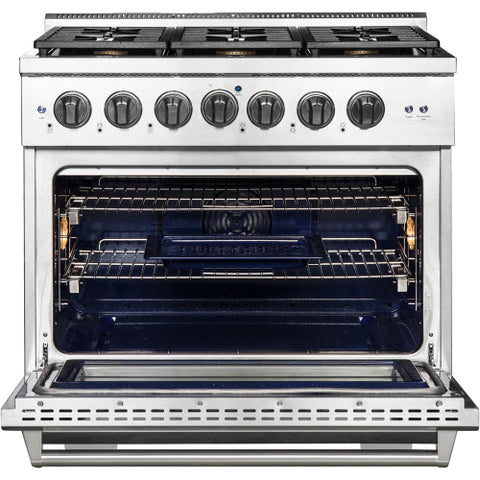Range of model AKD3605. Image # 2: NXR 36-IN. CULINARY SERIES PROFESSIONAL STYLE GAS AND ELECTRIC DUAL FUEL RANGE, STAINLESS STEEL