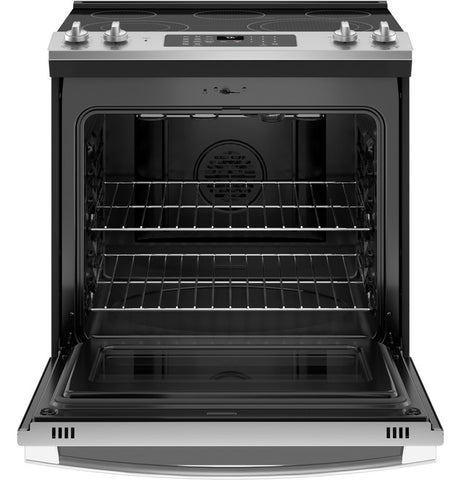 Range of model JS760SPSS. Image # 2: GE® 30" Slide-In Electric Convection Range with No Preheat Air Fry